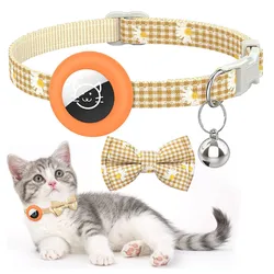 Collar para gatos con AirTag – Estampado a cuadros, lazo y cascabel