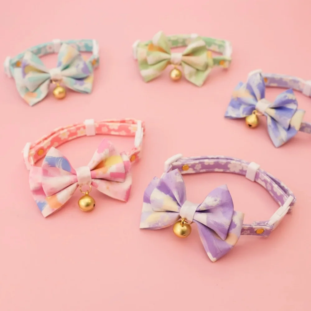 Collar de gato con lazo de flores, Collar ajustable para mascotas con campana, Collar de flores para gatitos, gatos, cachorros, suministros de seguridad para mascotas - imagen 3