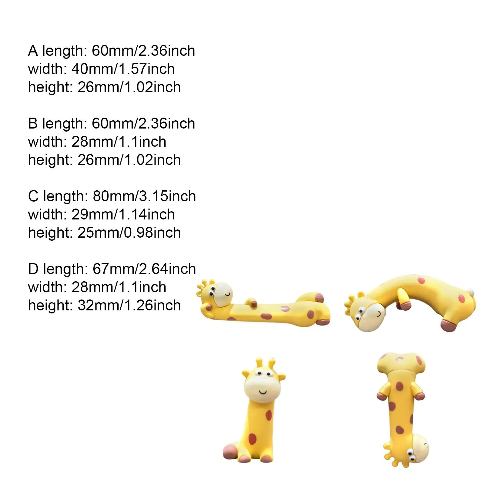 4Pcs Playful Giraffe Figurines Collection Car Dashboard Decor Lightweight Multifunctional Computer Screen Decoration