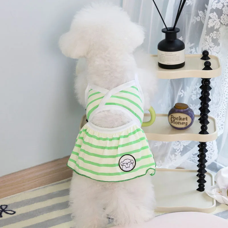 Ropa de verano para perros, vestido de Bikini para niñas, disfraz de tiras, ropa para perros pequeños y medianos, Chihuahua, perro salchicha, falda con tirantes XL - imagen 4