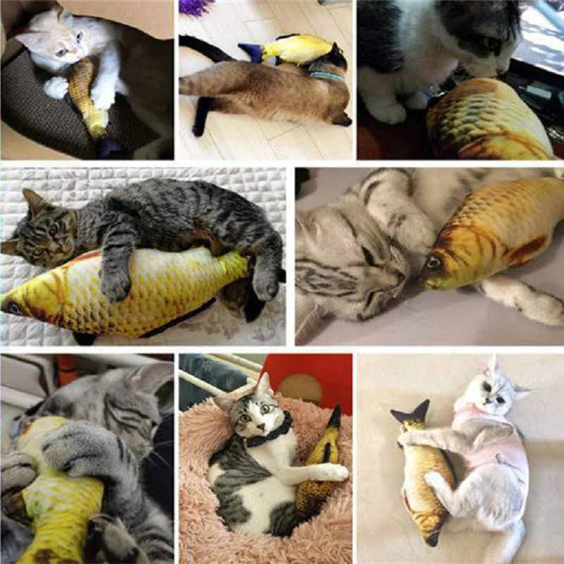 Rascador de juguete de pez para gato, Simulación interactiva, títere de relajación, coño, suministros para mascotas, juego de peluche - imagen 3