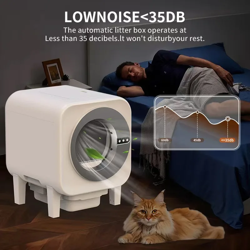 Caja de arena inteligente para gatos, cajas de arena para gatos de gran tamaño completamente cerradas, caja de arena automática para gatos y mascotas, inodoro desodorizante autolimpiante para mascotas - imagen 3
