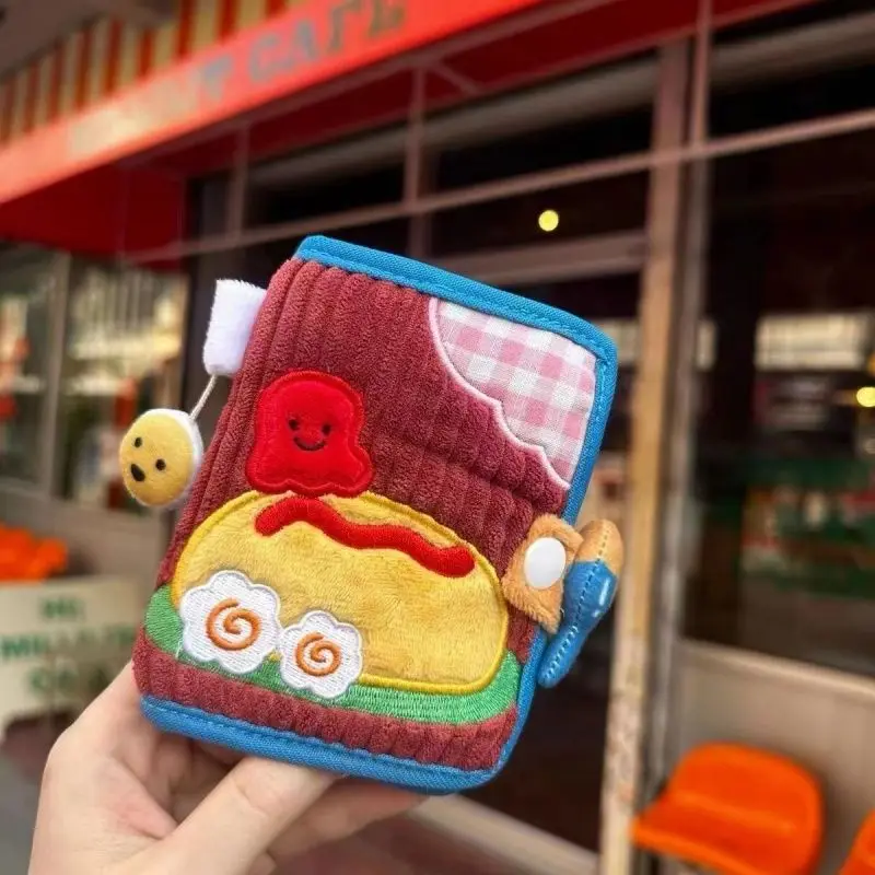 Nueva llegada, bonita cartera de lona, billeteras cortas con cremallera para mujer, monedero pequeño plegable, tarjeteros de pana vaquera, monedero de dibujos animados - imagen 5