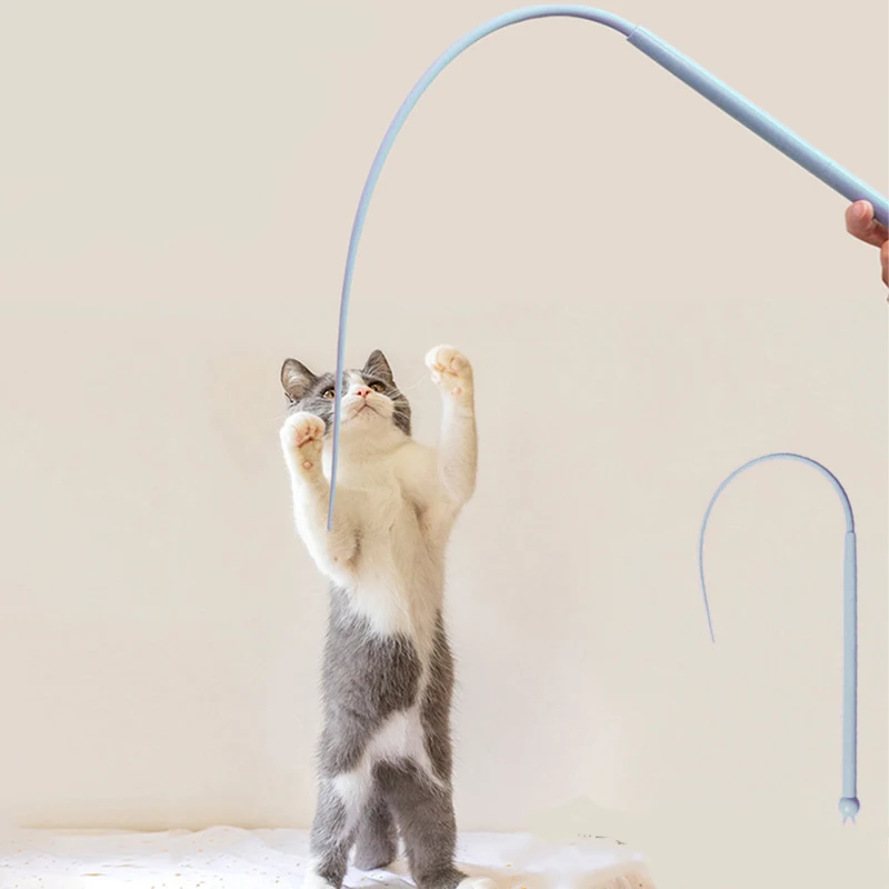Palo de silicona para gato, simulación de cola de ratón, juguete interactivo resistente a mordeduras, duradero para morder, altamente entretenido - imagen 3