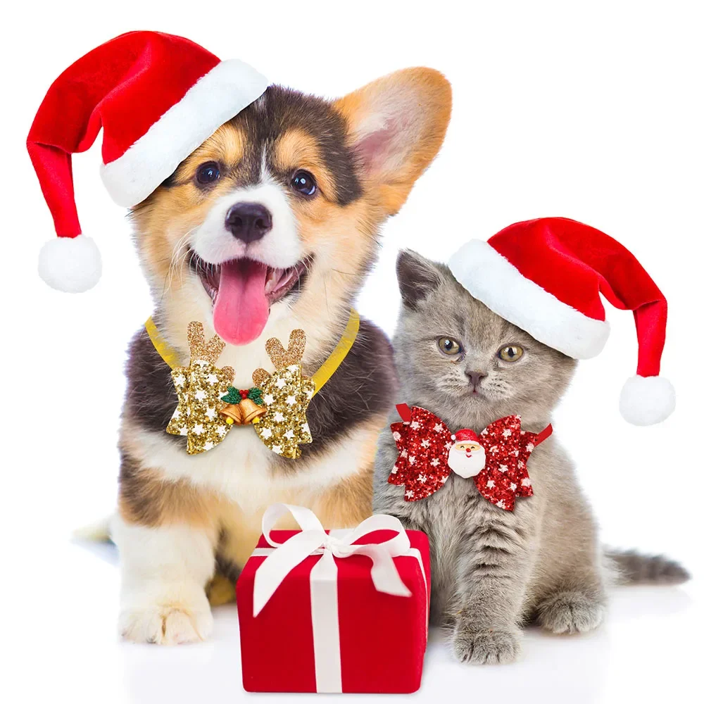 30 Uds. Pajaritas navideñas para perros pequeños, Collar para cachorros, pajarita para perros, accesorios navideños para perros, suministros para mascotas - imagen 3