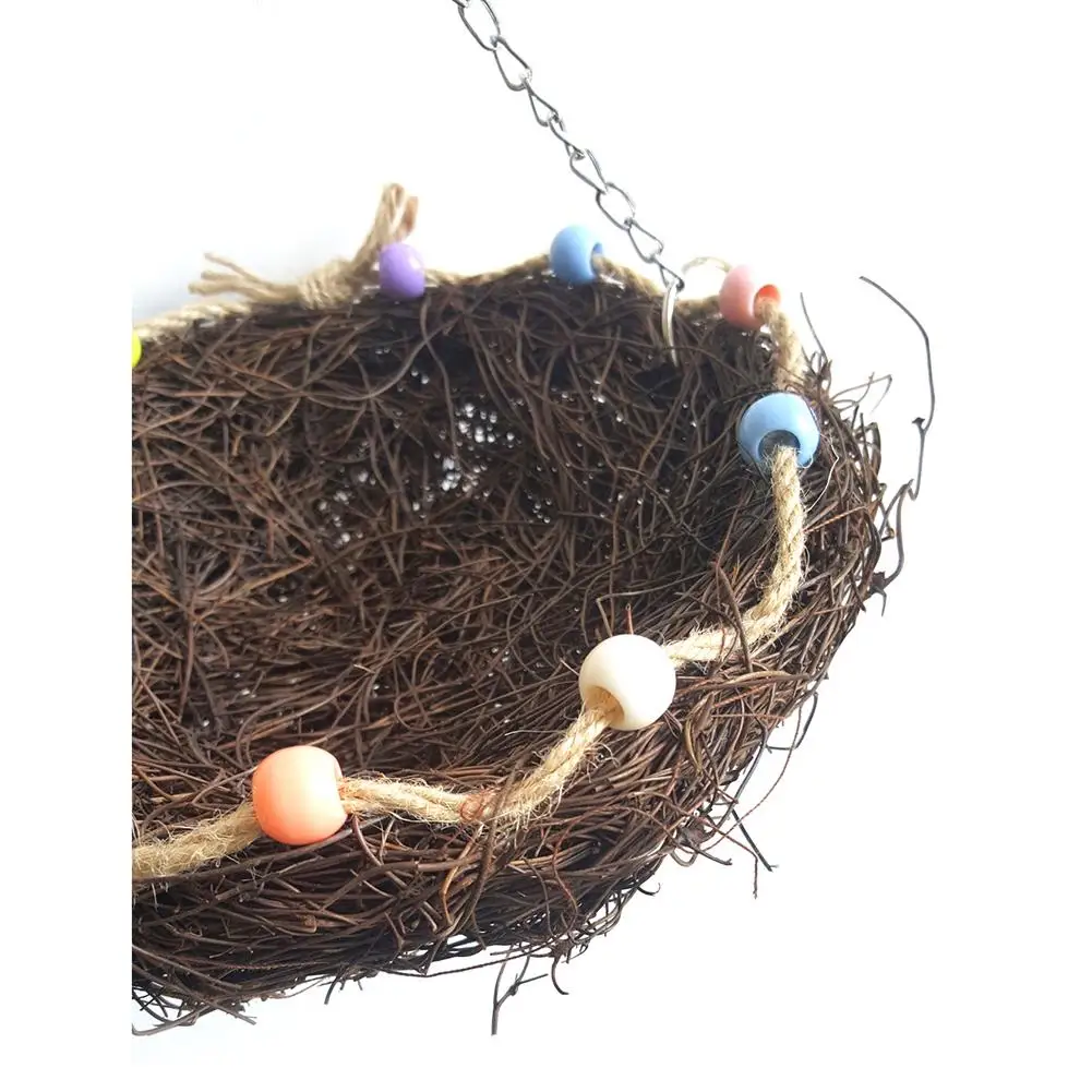 Nido de ratán Natural para loros, jaula colgante, perca, juguete para mascotas, suministros para pájaros pequeños, medianos y grandes - imagen 5