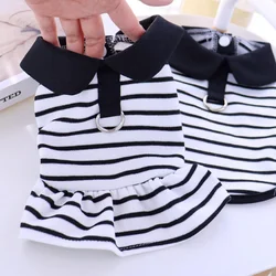 Vestido de verano blanco y negro para perros Chihuahua Bichón
