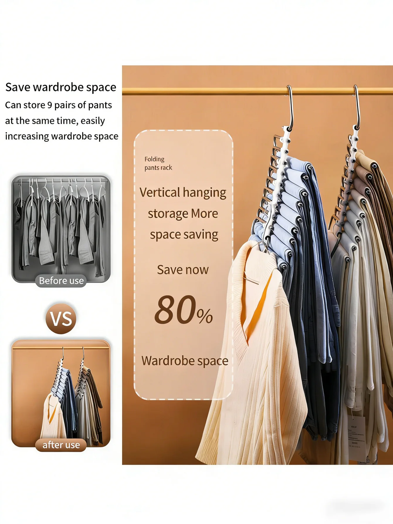 Perchero metálico en U para pantalones acero inoxidable antideslizante - imagen 3