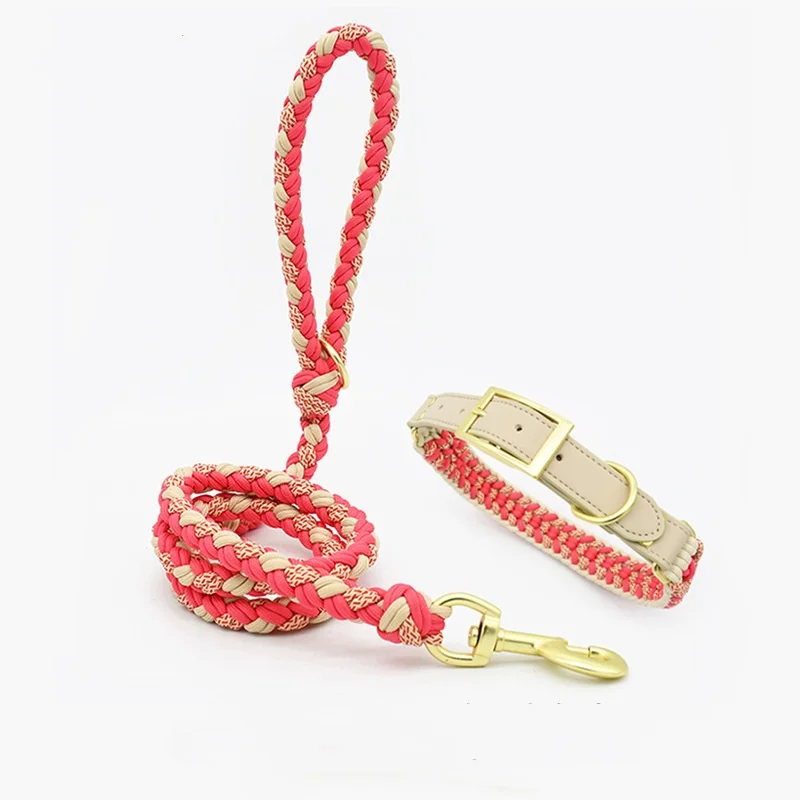 Collar trenzado duradero para mascotas con hebilla de Metal, correa tejida de cuero suave para mascotas, Collar de cuerda tejida para mascotas, collares clásicos para cachorros - imagen 2
