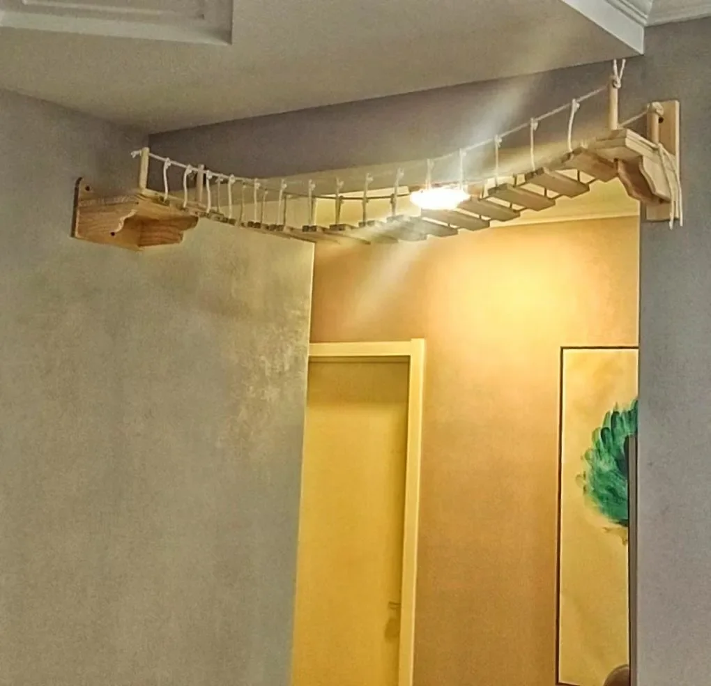Puente para gatos montado en la pared, casa de árbol para gatos, hamaca, escalera de Sisal para gatos, poste rascador, marco de escalada para gatos, muebles, juguete para gatos - imagen 3