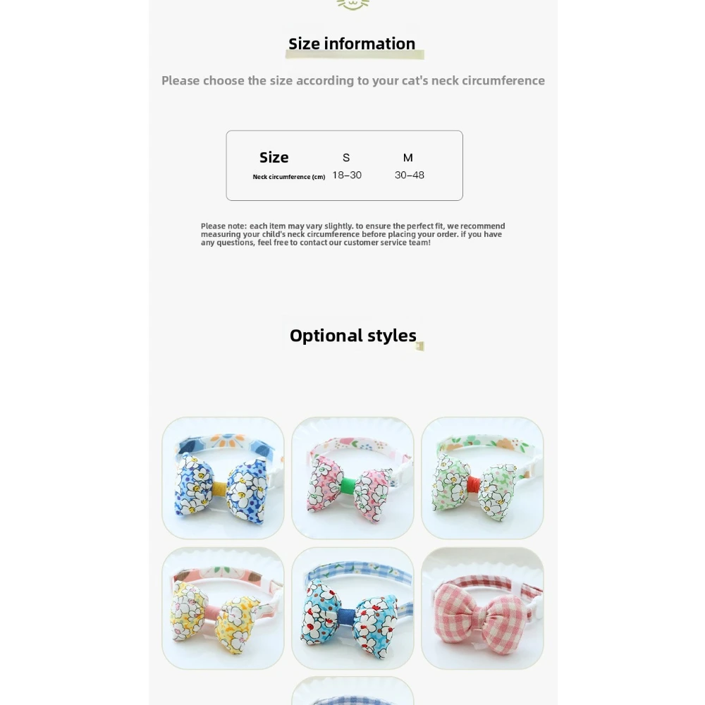 Collar ajustable con lazo floral para gatos y perros pequeños-medianos