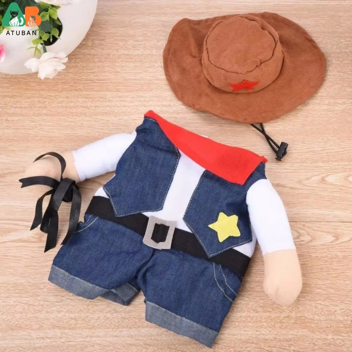 Disfraces de Halloween para perros y gatos, uniforme de vaquero del oeste con sombrero, divertido traje de vaquero para mascotas, disfraz divertido para gatos y perros pequeños - imagen 5