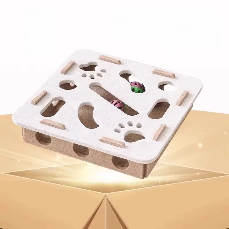 Juguete rompecabezas para gatos, caja de rompecabezas de fieltro, juguete de ejercicio para gatos con pelota, entretenimiento deportivo de interior, caza, juguetes para gatos de interior - imagen 3