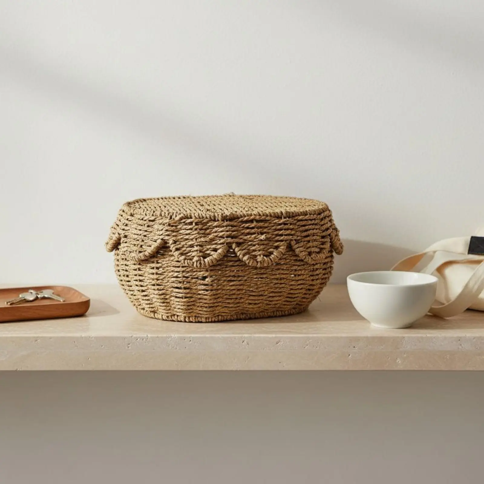 Organizador de cesta de cuerda con tapa para gatos y perros - imagen 3