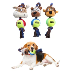 Pelota de pana con cuerda y sonido interactivo para perro