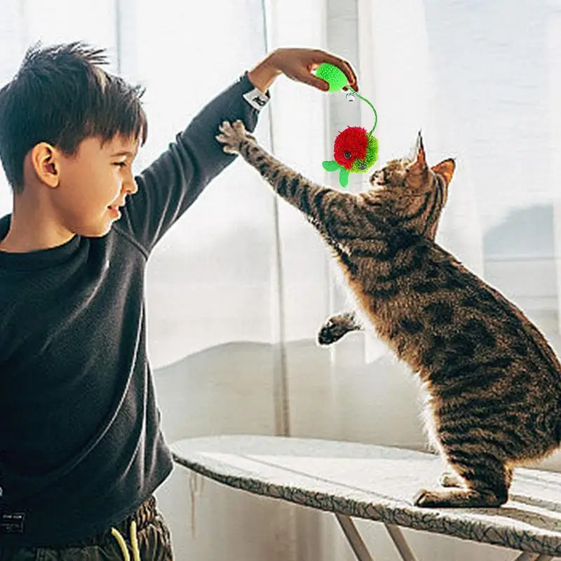 Bolas de peluche esponjosas para gatos, juguete de felpa suave para gatitos, juego interactivo, bola silenciosa para interiores - imagen 4