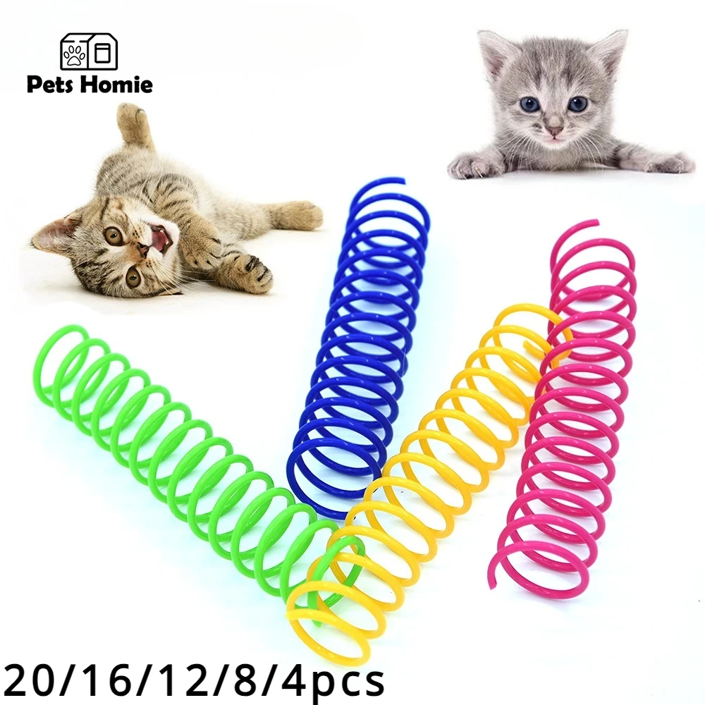 4/8/12 Uds juguetes para gatos gatitos ancho duradero interactivo calibre pesado juguete de resorte para gatos resortes coloridos juguete para mascotas para gatos resortes en espiral