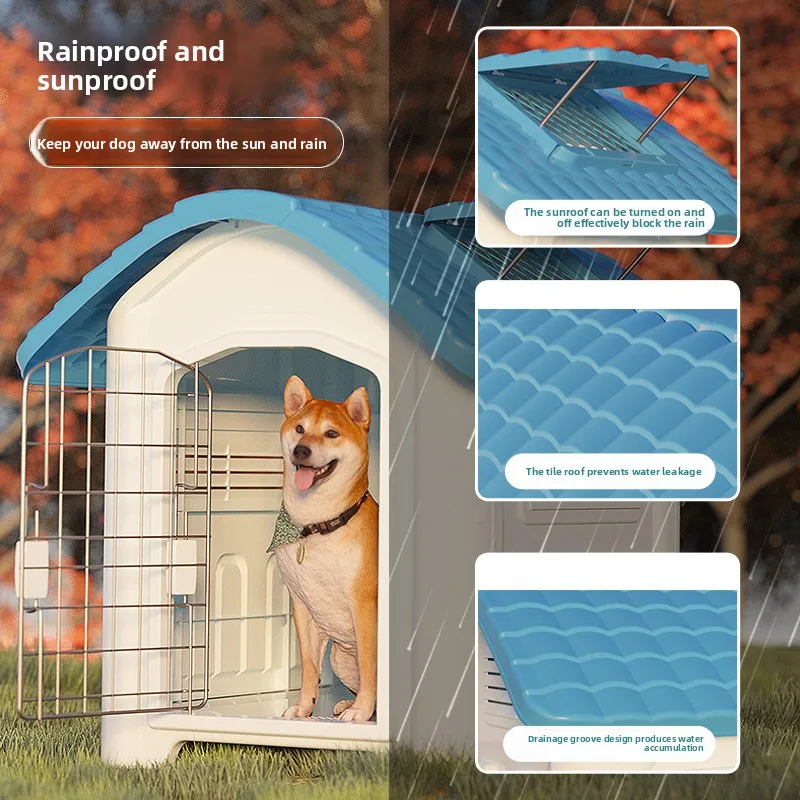 Casa para perros de exterior impermeable con claraboya – Todo clima - imagen 3