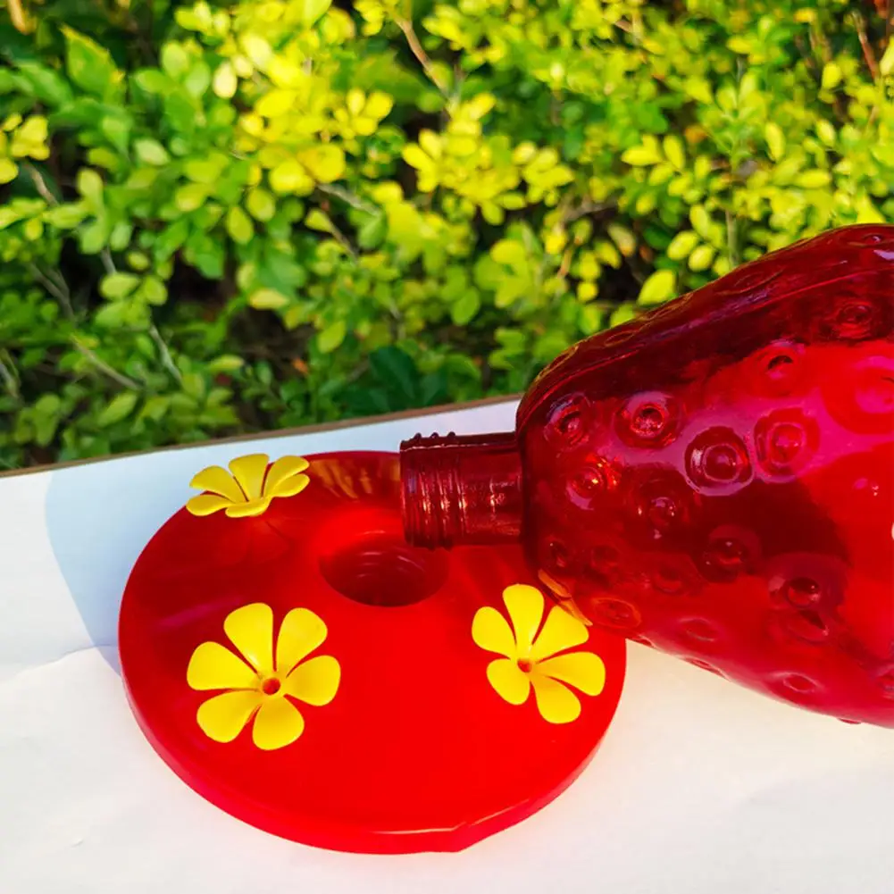 Comedero de colibrí en forma de fresa para colgar al aire libre, estación de alimentación de pájaros rojos para ventana, jardín, cubierta, patio, balcón, decoración - imagen 5