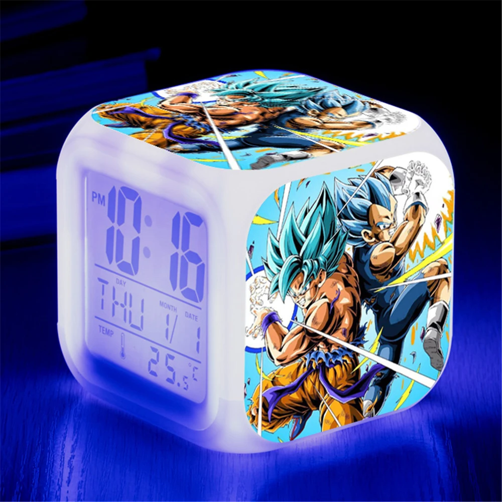 Relojes de Anime Dragon Ball Z, Super Saiyan Son Goku Gohan Chichi Videl Vegeta Trunks Bulma Gogeta Yamcha, reloj despertador, figuras de juguete - imagen 2