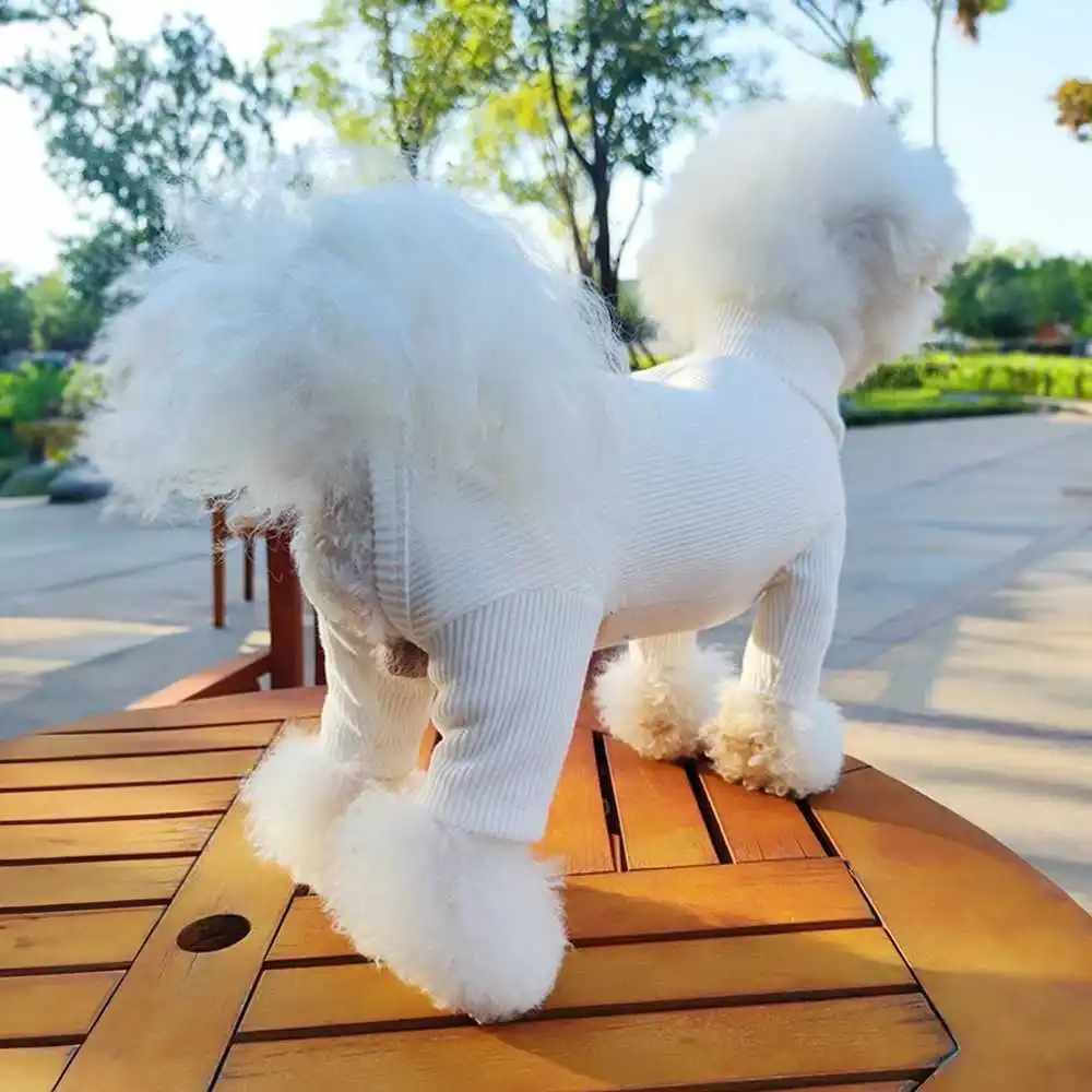 Bolsa para mascotas, mono para el vientre, suéter de oso, Schnauzer, camisa básica de cuello alto para otoño e invierno, pantalones informales de cuatro patas para cachorros