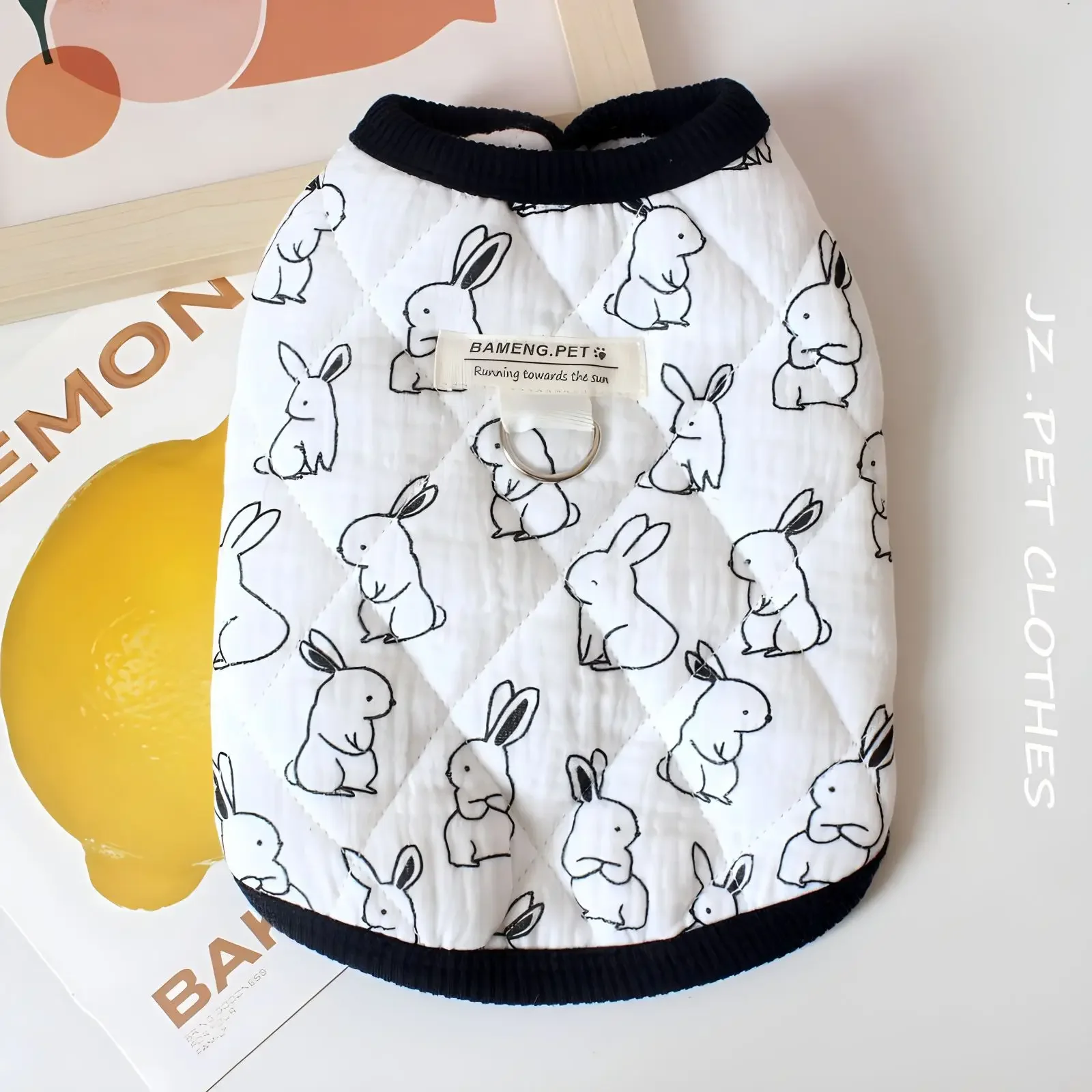 Chaleco para mascotas de otoño e invierno, abrigo con estampado de conejo bonito, ropa para perros con oso de peluche, ropa de otoño e invierno con chaqueta de terciopelo - imagen 4