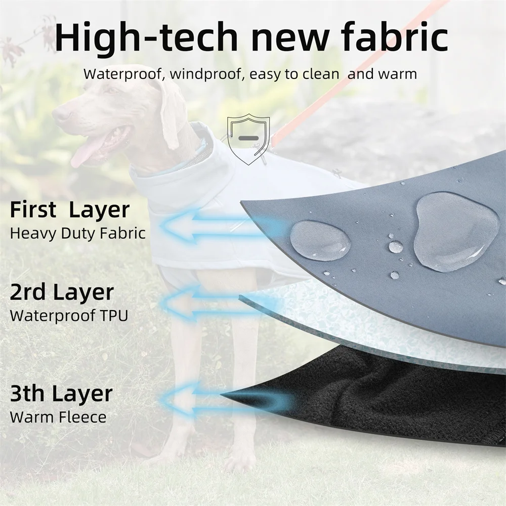 Chaqueta impermeable para perros grandes, forro polar Flexible en el pecho, chaquetas suaves para perros al aire libre, ropa reflectante de seguridad para mascotas, abrigo - imagen 4