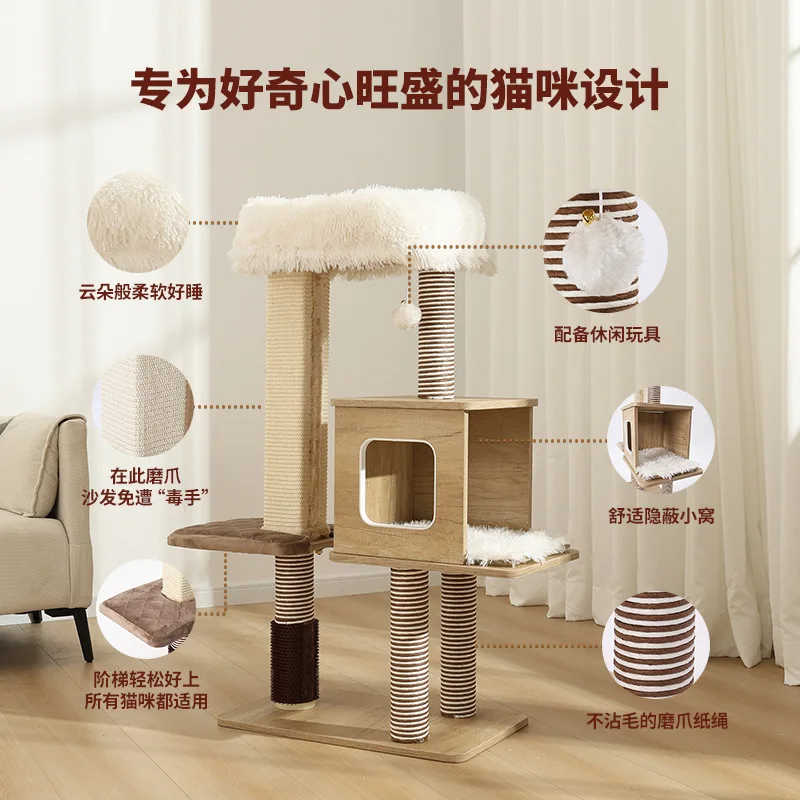 Marco de escalada para gatos, estante grande integrado para mascotas, juguetes, plataforma de salto para mascotas, torre de Sisal para gatos - imagen 4