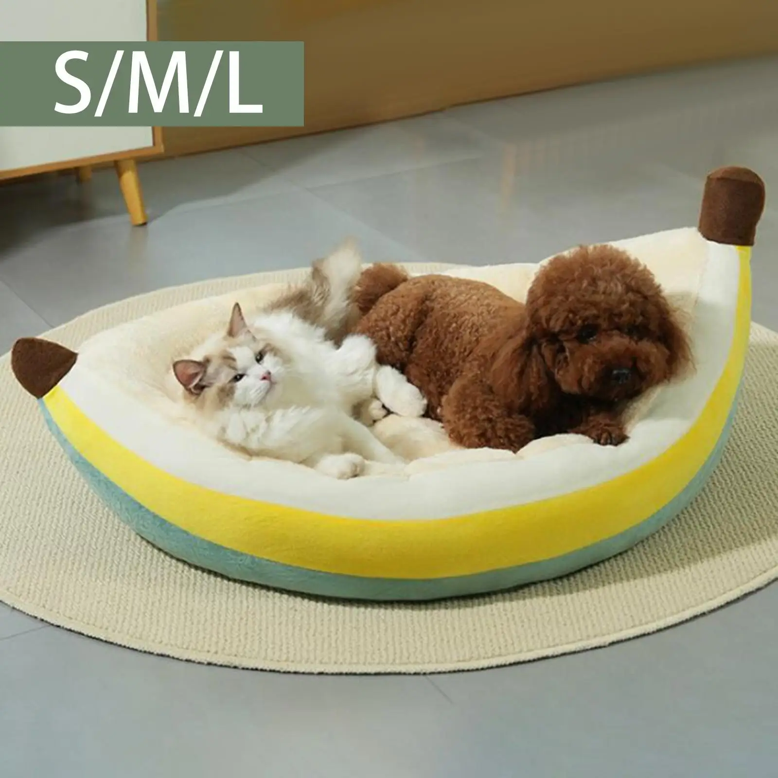 Dog Nesting Bed Banana Shape Plush Washable Breathable All Seasons Puppy Pad