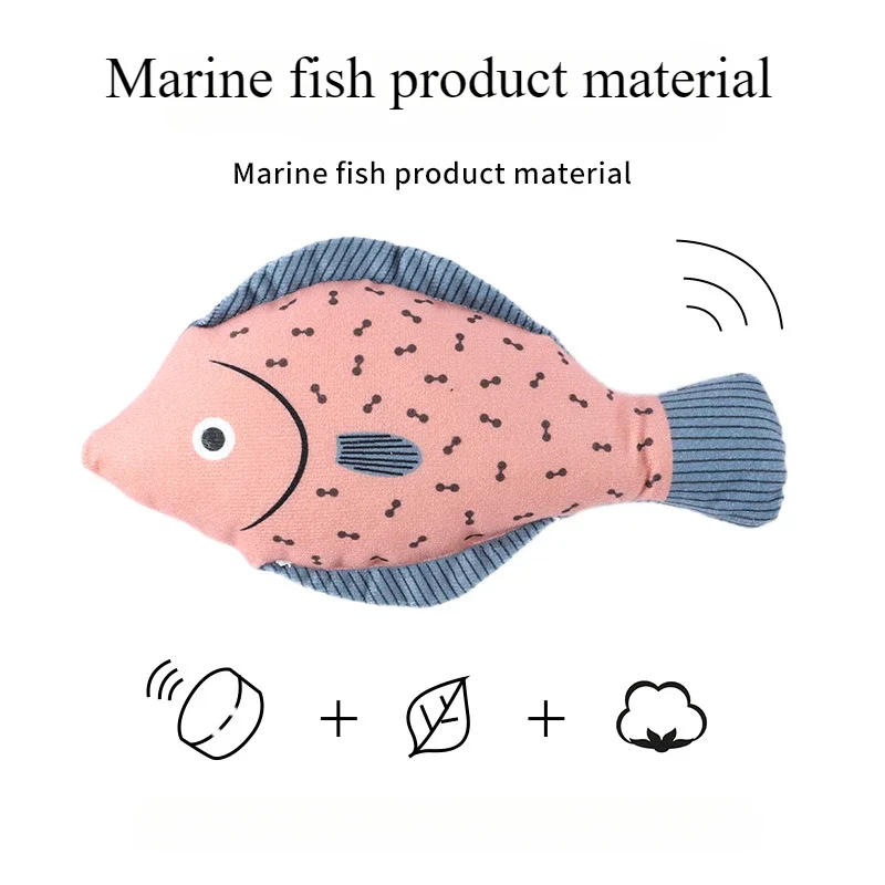 Juguetes para gatos, almohada de peluche, pez de juguete impreso, cuchillo grande, pez a rayas, serie en forma de pez, juguete con sonido, juguetes interactivos para gatos - imagen 4
