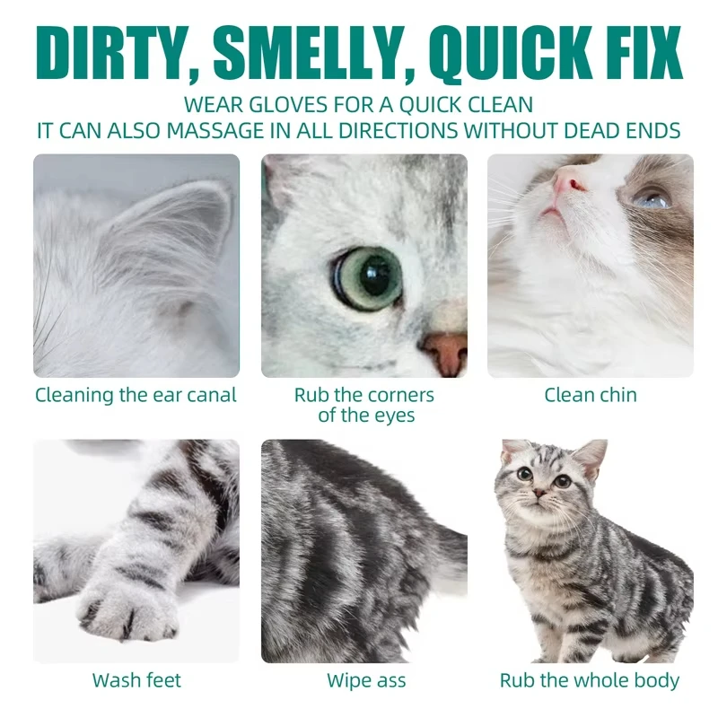 Suministros para mascotas, guantes para gatos y perros, baño y aseo, fácil de usar, secado suave, toallitas ideales para mascotas - imagen 5