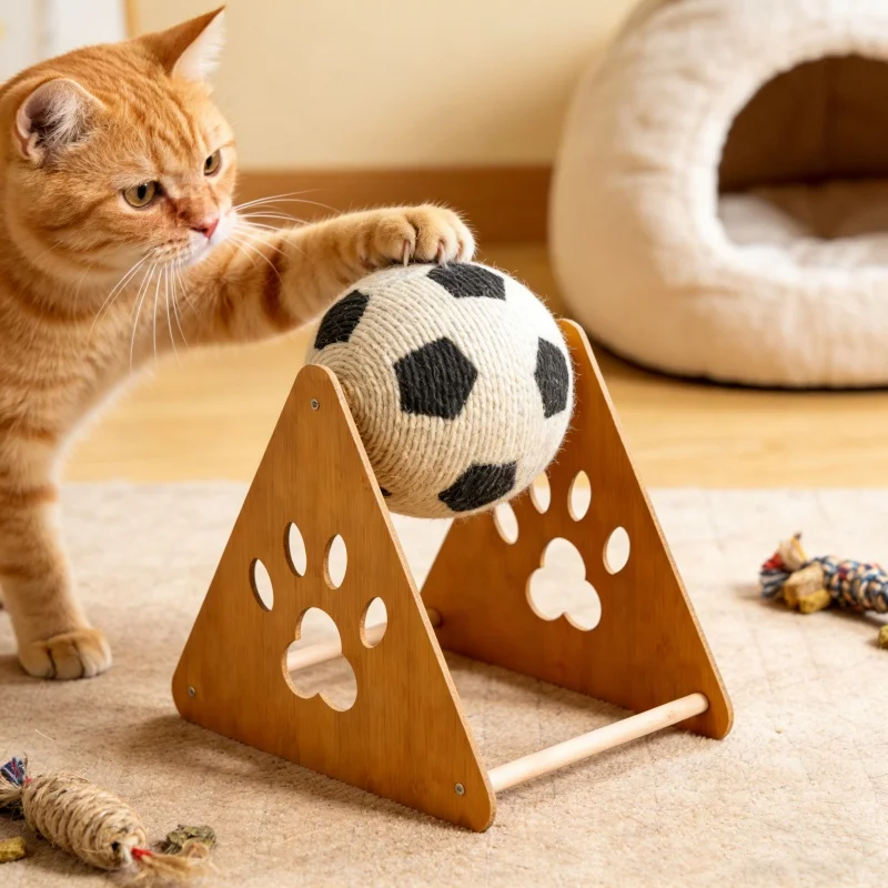 Pelota rascadora sisal interactiva para gatos – vertical resistente - imagen 4