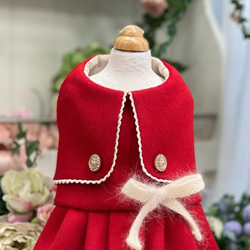 Abrigo de lana para mascotas, Navidad, Año Nuevo, Otoño/Invierno, vestido para perros pequeños, abrigo, vestidos para perros pequeños, ropa para cachorros - imagen 4
