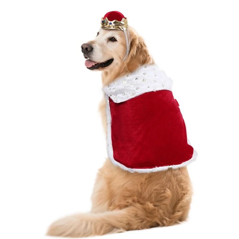 Ropa de Halloween para perros, capa roja para cachorros, ropa para perros grandes, rey y reina, accesorios navideños para perros, disfraz ajustable con foto - imagen 3