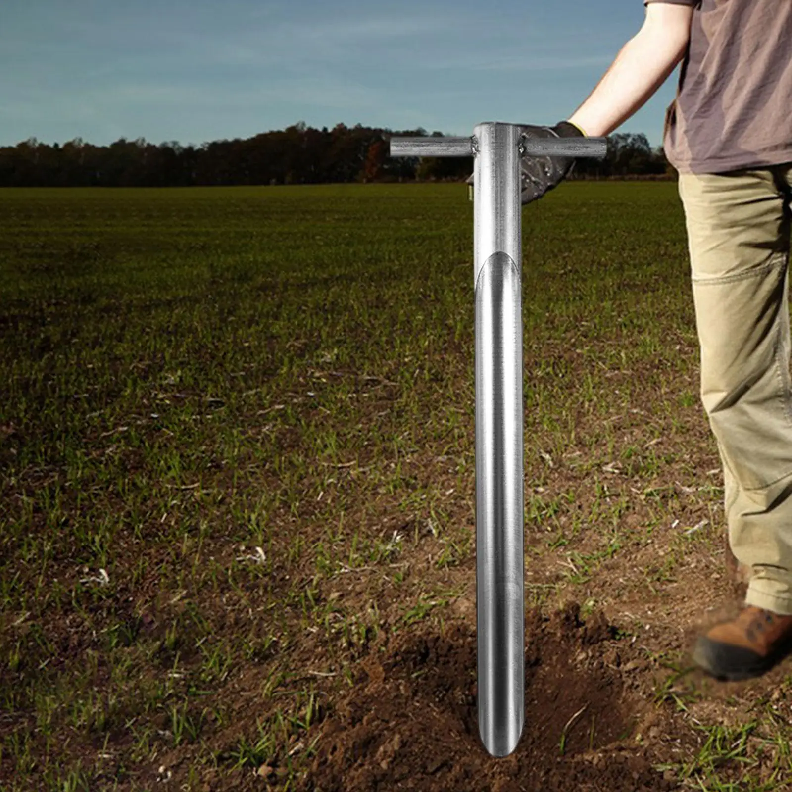 Sonda de muestra de suelo, práctica, reutilizable, versátil, varilla de sonda de tierra, agujero en forma de T, herramienta de muestreo de suelo para campo de golf, silvicultura