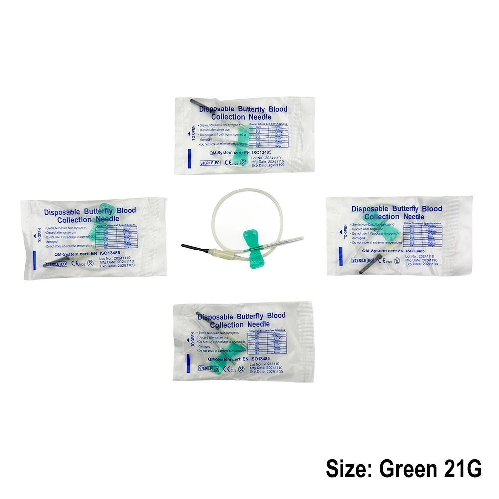 Agujas desechables de recolección de sangre de mariposa de doble ala para gatos, perros, cuidado de animales, habitación de cuidado de mascotas, 50-100 Uds. - imagen 5