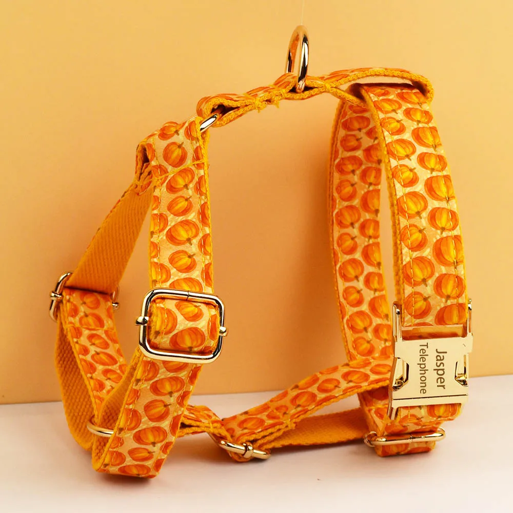 Collar de perro personalizado de Halloween con etiqueta de nombre de identificación grabada gratis, conjunto de accesorios para mascotas con correa y arnés a juego - imagen 3