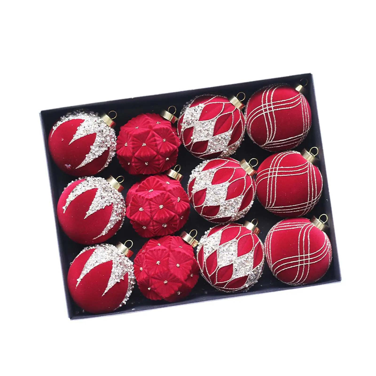 12x Velvet Christmas Balls Christmas Tree Decor Hanging Sturdy Decorative for Home Festivals Wedding Party Decorations