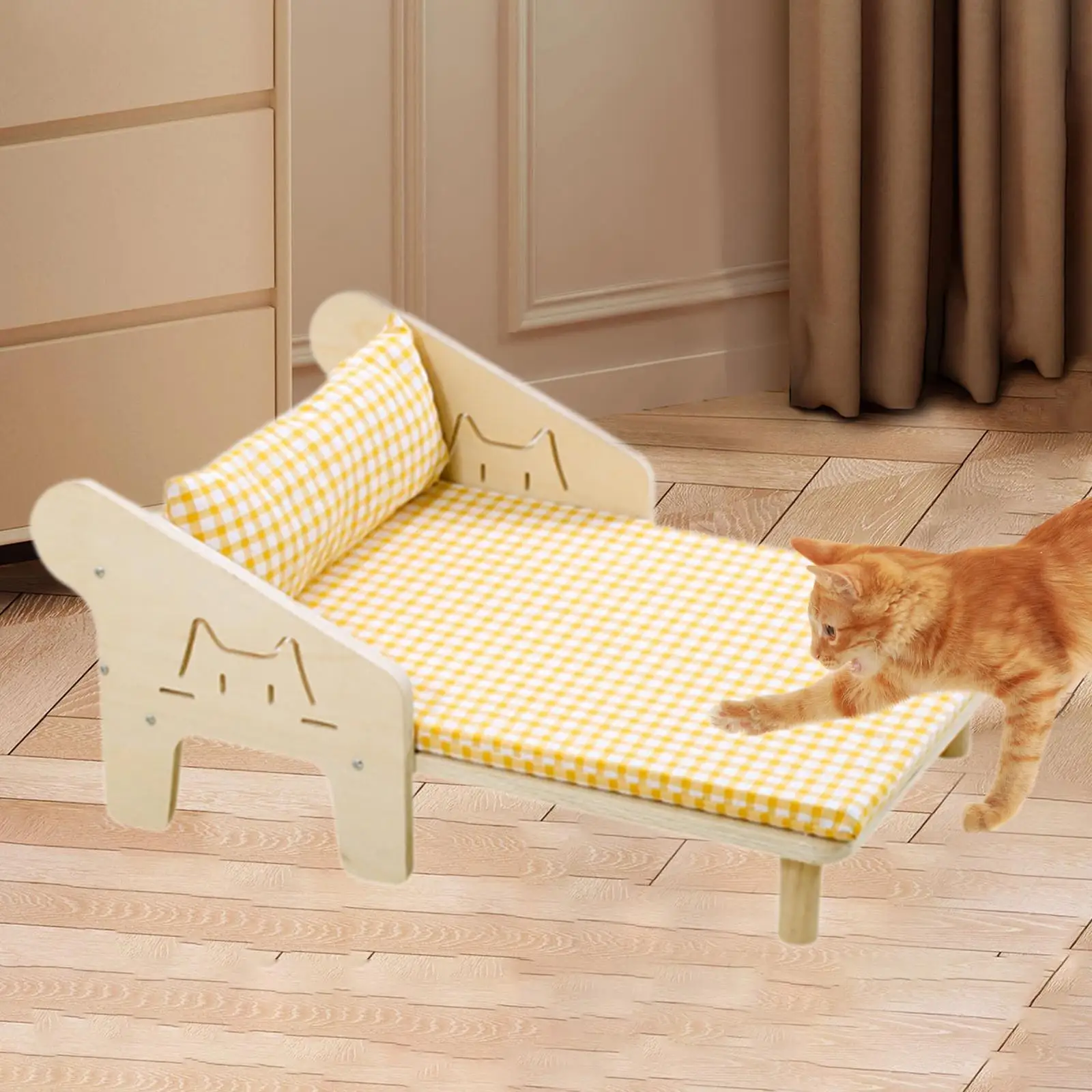 Cat Hammock Small Pet Furniture Summer Beach Wood Beach Chair Cat Bed Dog Bed Summer Essential for Sleeping Small Medium Cats