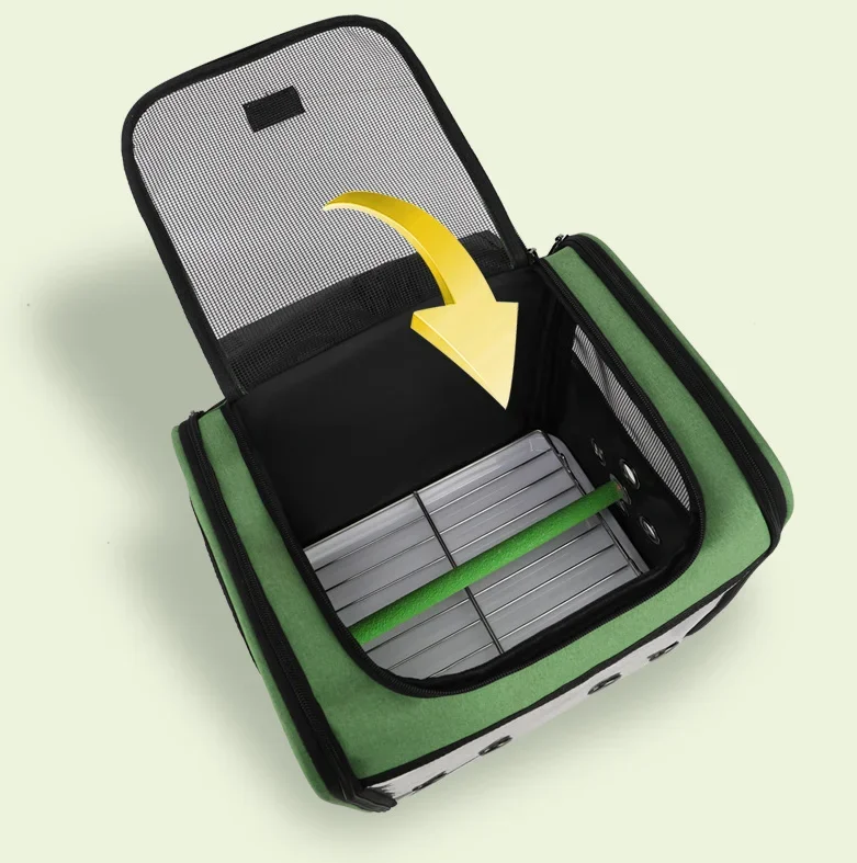 Bolsa para pájaros con palo de madera individual y accesorios para jaulas de loros