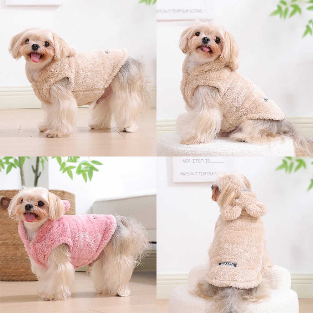 Invierno mascota cachorro Sudadera con capucha suéter para perros pequeños medianos gatos ropa cálida de lana para perros abrigo Yorkshire Chihuahua chaqueta disfraz de Pug - imagen 5