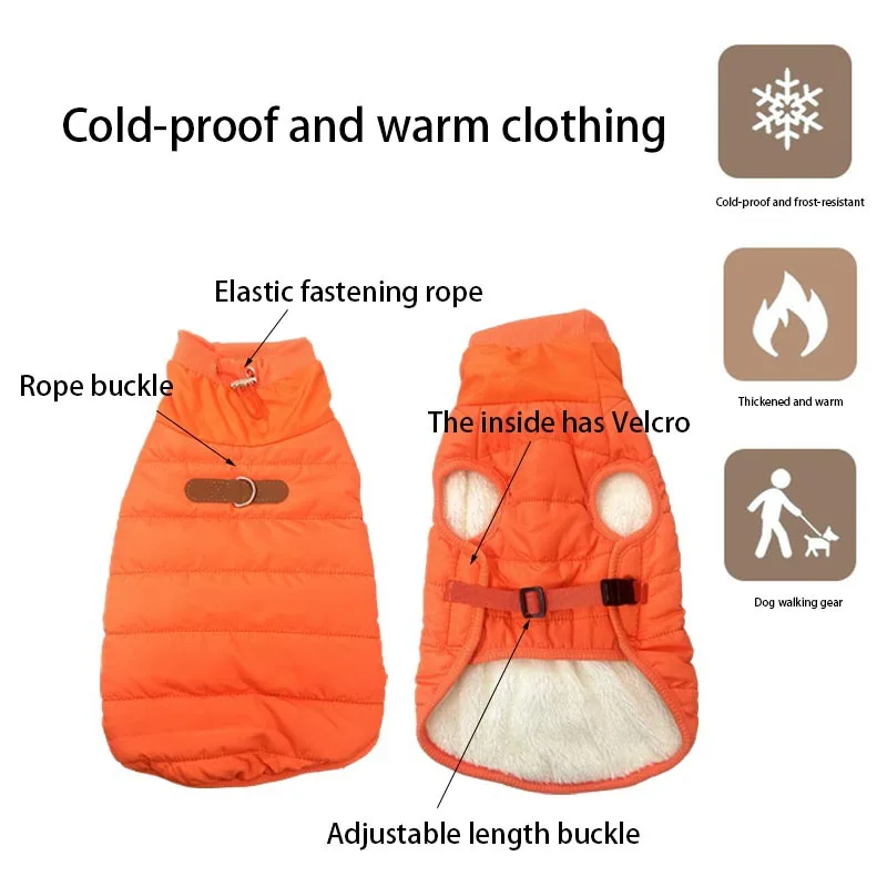 Abrigo de invierno perro pequeño: cuello alto, forro polar, ajustable - imagen 2