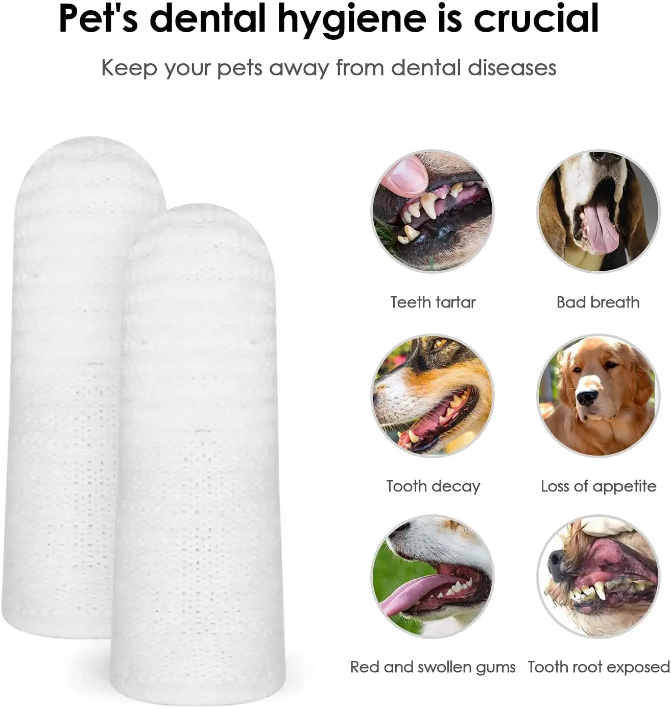 10 Uds. Cepillado de dos dedos para mascotas, cunas para dedos, herramienta de limpieza bucal para dientes de cachorro, cepillo de dientes para dedos de gatito, suministros de accesorios para el cuidado de mascotas - imagen 5