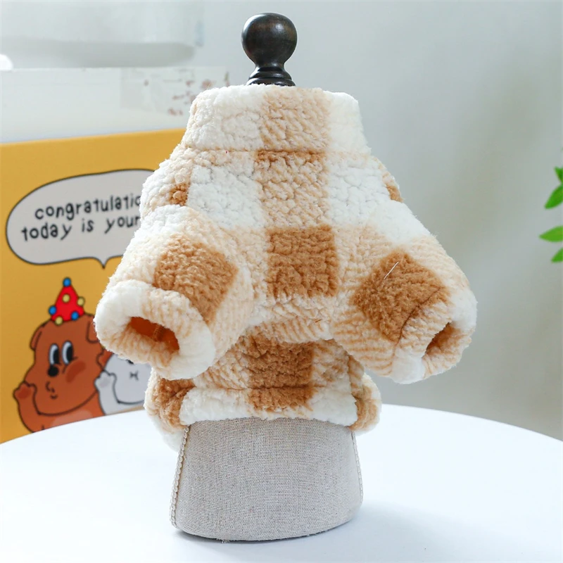 Ropa de Chihuahua con cierre de cremallera para mascotas, abrigos cálidos con entramado marrón para Año Nuevo, sudadera personalizada con letras M para perros grandes