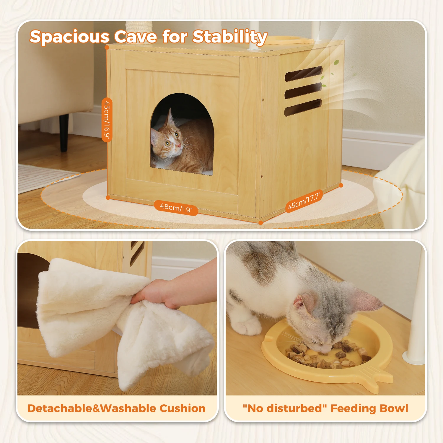 Torre rascador de madera para gatos con sisal y hamaca - imagen 5