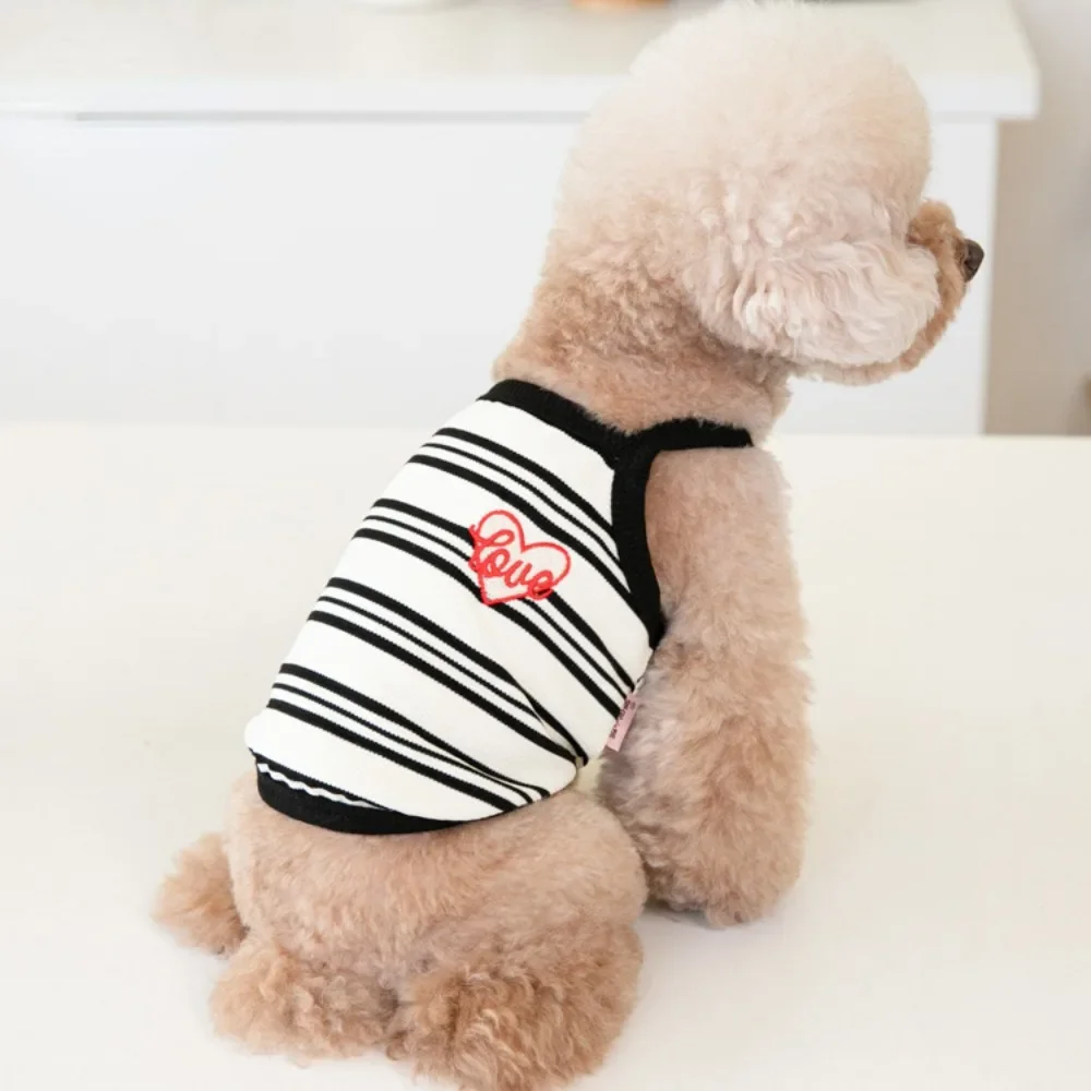 Chaleco bonito INS para mascotas, tirantes bordados a rayas cortas, vestido de peluche para perros y gatos, ropa para mascotas, chaleco refrescante para perros y cachorros - imagen 3