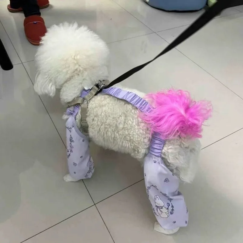 Monos para perros, primavera, verano y otoño, pantalones antipolvo, pantalones de 4 patas a prueba de insectos para perros, productos para mascotas, suministros, accesorios de tela - imagen 4