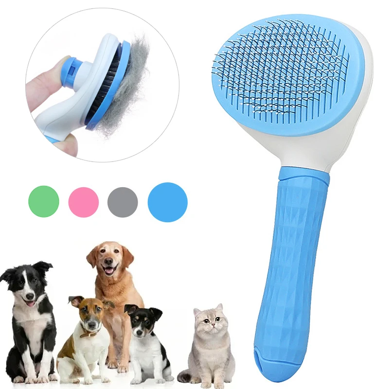 Cepillo para perros y gatos, peine autolimpiante para quitar el pelo de mascotas, herramientas de aseo para perros y gatos, accesorios para perros
