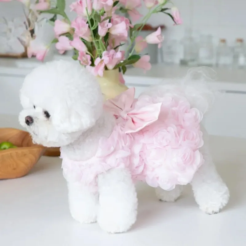 Vestido floral con lazo para perros y gatos pequeños – Ropa de verano cómoda - imagen 5