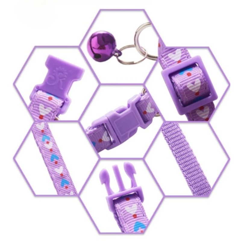 Lindo collar para mascotas de dibujos animados con campana: collar ajustable de nailon para perros y gatos con patrón de flecha de amor/pegada, diseño de hebilla de seguridad - imagen 2